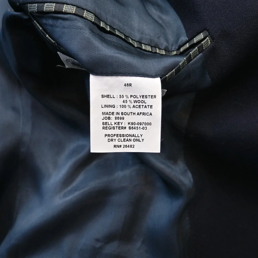 Vtg USA Made 46R Navy Blue Gold Button Mens Blazer Suit Jacket Sport‎ Coat